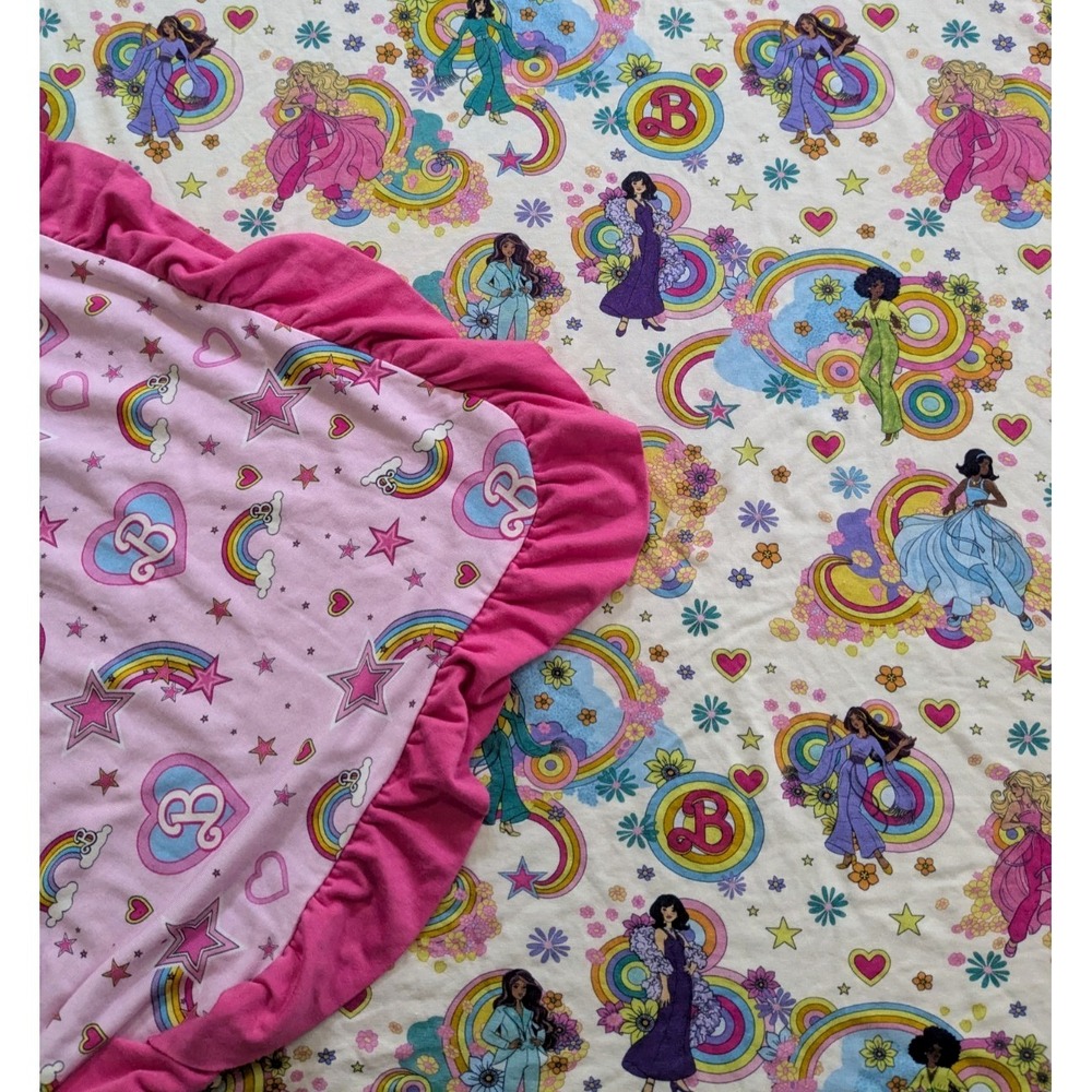 Posh Peanut Groovy Barbie Pink Luxe Patoo Ruffled Blanket Bamboo Viscose 60x60